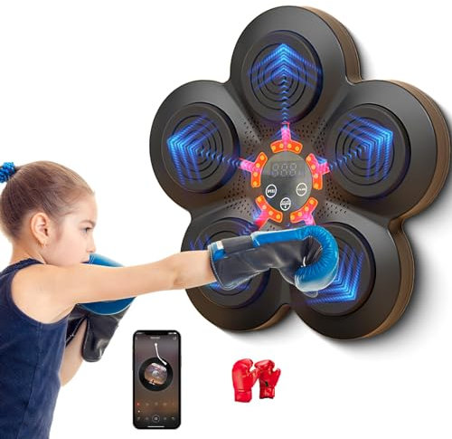 Lifellery Machine de Boxe Musicale à Domicile, Appareil de Boxe électronique Portable Mural, améliore la Coordination œil-Main et soulage Le Stress grâce au capteur Bluetooth (A)