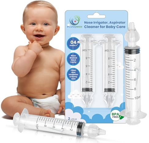 PLUSQMED Nasal Aspirator Baby,Reusable, Nose Cleaner, Nasal Iriigator Baby, Safe and Comfort,10ml x2,Nasal wash Syringe Baby
