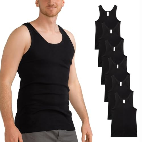 MT 6er Pack Herren Baumwoll Unterhemden Schwarz Weiß Classic Mix - Feinripp oder Doppelripp