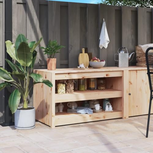 ZEYUAN Outdoor-Küchenschrank 106x55x64 cm Massivholz Kiefer, Outdoor Küche, Grilltisch, Pflanztisch, Outdoor Schrank, Outdoorküche, Sideboard Küche - 832333