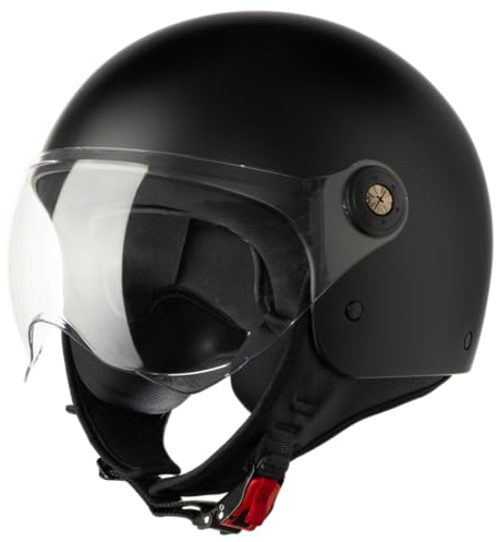 VINZ Duoro Roller Helm Jet Helm Mopedhelm Herren und Damen | in Gr. XS-XXL | Jethelm mit Visier | ECE 22.06 Zertifiziert | Motorradhelm | Erhältlich Schwarz Matt
