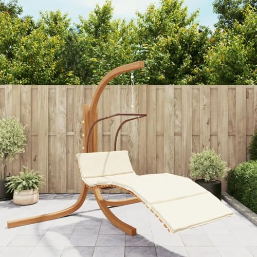 ARKEM Hängeliege mit Auflage Stoff und Massivholz Pappel Outdoor Sonnenliege Holz schaukelliege Schwebeliege