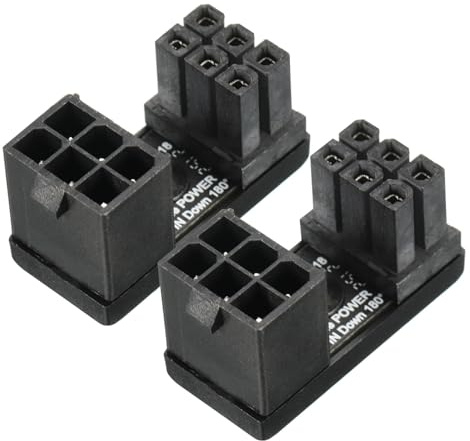 sourcing map ATX 6-Pin-Weiblich auf 6-Pin-Männlich 180 Grad gewinkelter Stromadapter für Desktop-Grafikkarten, 2 Stück