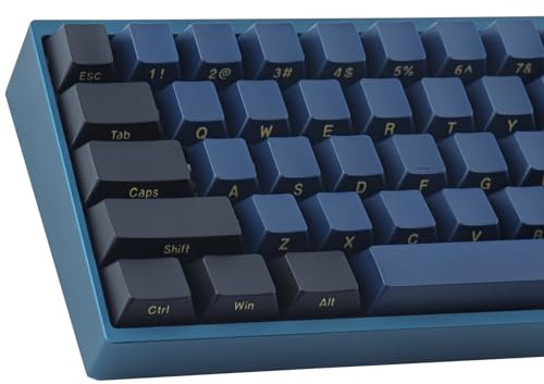 Double Shot Keycaps 147 Keys Cherry Profile Blue Samurai Letter Side Engraved Keycaps for ANSI & ISO Layout Cherry MX Mechanical Keyboard