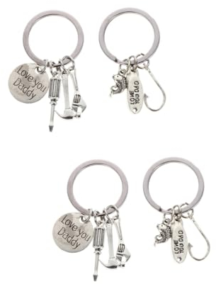 Mobestech 4 Stück Schlüsselanhänger zum Vatertag schlüsselanhänger mit gravur auto schlüsselanhänger Fisch Schlüsselanhänger Papa Schlüsselanhänger geschenkt Schlüsselbund Taschenornament