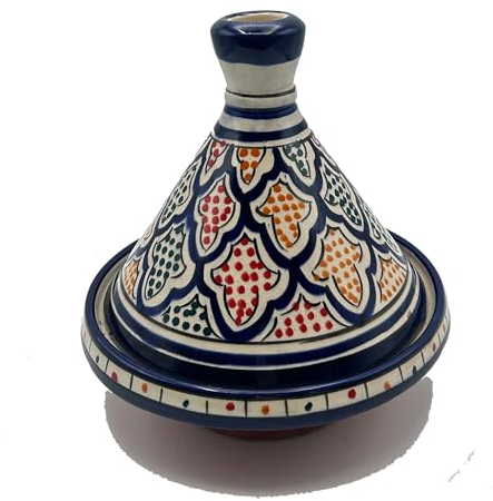 Mini Tajine Porta Spezie in Ceramica di Safi, Dipinto a Mano Diam. 19 Cm 1704241114