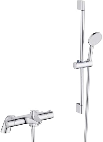 MORADO Mitigeur Baignoire avec Douchette et Flexible de Douche (150mm),Mitigeur Baignoire Thermostatique,Ensemble de Douche,Barre de Douche de 700mm,Chromé