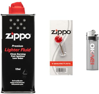 OKAEI Feuerzeug, 1 x Zippo Benzin, 1 x Feuerstein – Zubehör für Sturmfeuerzeuge