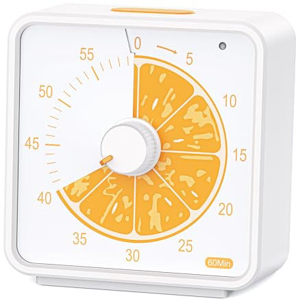 Cronómetro Visual Infantil de 60 Minutos conchstar, cronómetro de Cuenta atrás del Aula, cronómetro de Mesa de Estudio, Herramienta de gestión del Tiempo Infantil con patrón de Fruta