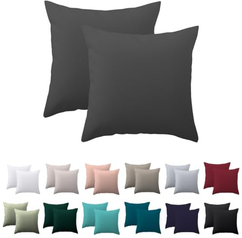 Nesture Kissenbezug 80 x 80 2er Set - kopfkissenbezug 80x80 cm Anthrazit, 100% Mikrofaser kissenbezüge mit Reißverschluss, Weich und Bügelfrei