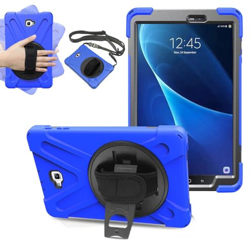 FANSONG - Funda para Samsung Galaxy Tab A 25.7 cm 2016 SM-T580/T585 de 10.1 pulgadas SM-T580 T585 Kids 360° Kickstand correa de hombro a prueba de golpes protección pesada Galaxy Tab A 10.1 A6 2016