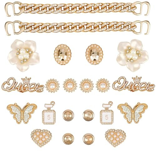 JOOTUEPO 22 Pièces Accessoires de Chaussure en Strass, Décorations de Chaussures de Bricolage, Breloques de Chaussures pour Femme Sabots Ornements de Chaussure Bricolage