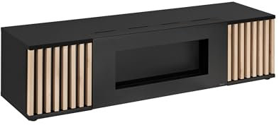 Deconation Meuble TV Cameron - Noir/Beige - L 160 X H 42 X P 45 Cm