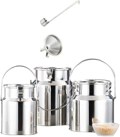 DECAKE Bidon à Lait en Acier Inoxydable 304 pour Le Stockage de Solides liquides, Seau de Transport de Lait, Seau à vin, Pot à Lait, bidon à Lait, Baril, pichet avec Couvercle scellé et p