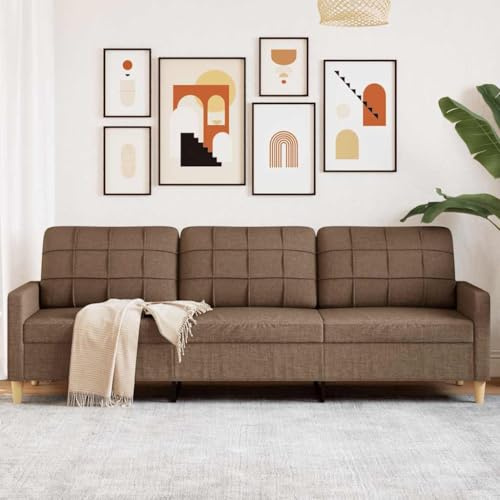 Willood 3-Sitzer-Sofa Couch für Wohnzimmer, Polstersofa mit Metallgestell, Loungesofa Zweisitzer Wohnzimmersofa Wohnzimmermöbel Braun 210 cm Stoff