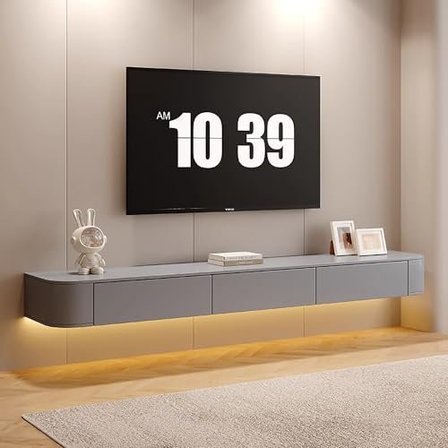 TULAZOU Meuble TV/Banc TV/Meuble TV Suspendu – Blank - 120cm – 2 Compartiments spacieux – Style Contemporain Meuble Salon - Gris