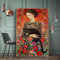 demazyyws Leinwandbild, Poster, abstrakte Frau und Katze, Gustav Klimt, elegantes Mädchen, Poster, 50 x 70 cm, ungerahmt