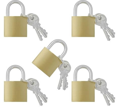 TTQiAnJ 5 Pieza Candados Pequeños con Llaves,32mm Candado de Seguridad,Metálica Pequeño Mini Candados Con 3 Llaves para Maletas,Mochilas,Ventanas,Dorado