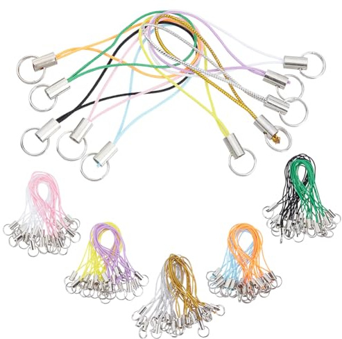 GORGECRAFT 200pcs Porte Clés de Téléphone Portable Cordon à Anneau Fendu Breloques pour Téléphone Portable Pendentif Cordon de Poignet Corde de Téléphone Détachable Suspension pour Photo Bibelots