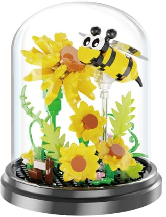 Fuwraixis Honigbiene Mikrokorn Bauklötze, Eternity Flower Clip-On Bauklötze Spielzeug, Blockmodell mit Sockel und Schutzhülle, Geschenke für Kinder ab 6 Jahren (253 Teile)