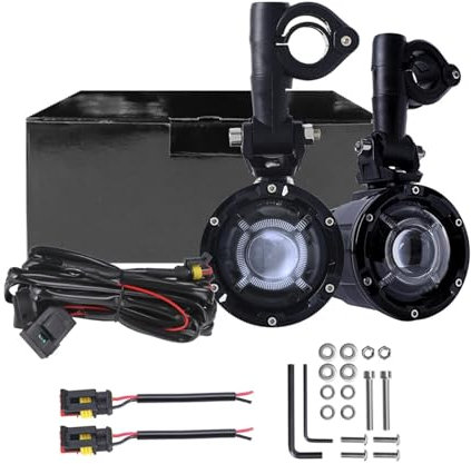 KRALPOTIX Emark E24-geprüfter Scheinwerfer mit Tagfahrlicht, kompatibel mit BMW F 650 700 800 GS ADV F800gs 2008–2018 F800R, LED-Projektorscheinwerfer, Nebelscheinwerfer(Fog Lights)