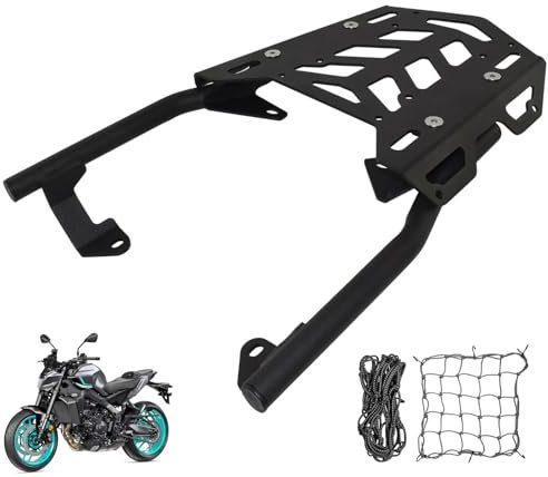 Hochleistungs-Motorrad-Gepäckträger, kompatibel mit YAMAHA MT-09 Tracer 900/GT 2018 2019 2020, Gepäckträger, pulverbeschichtet, stabiler Topcase-Halter mit 100 lbs Tragkraft, Halterung mit 2 Netzen