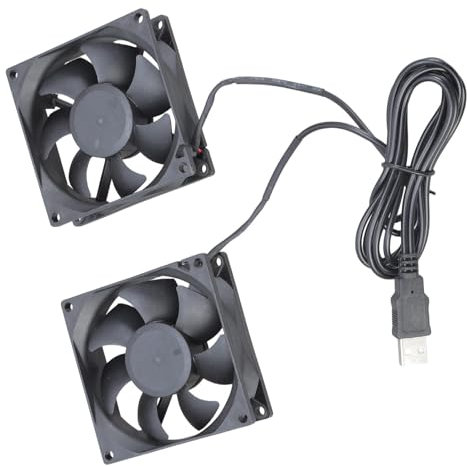 Whltzf Ventilador de refrigeración doble USB de 5 V 8 x 8 cm de alto rendimiento 8025 para computadoras de escritorio y dispositivos electrónicos, enfriadores de consola de juegos