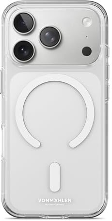 VONMÄHLEN Transparent Case 2 - Hülle mit Anti-Gilb-Schutz, kompatibel mit Mag-Safe, Kamera- und Displayschutz, geeignet für iPhone 17 Pro Max - White