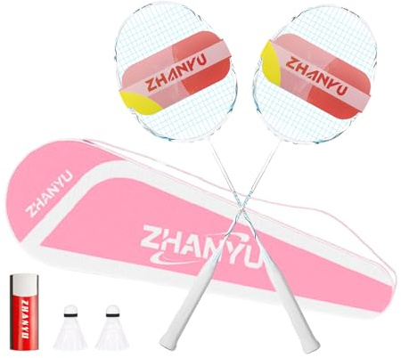 Badminton SchläGer Profi，Badminton SchläGer,Professionelle Ausbildung Unterhaltung Federball Set Mit 82 Gramm Kohlefaser,Bestehend Aus 2 Raketten,2BäLlen Und 1 Tasche(Fd01)