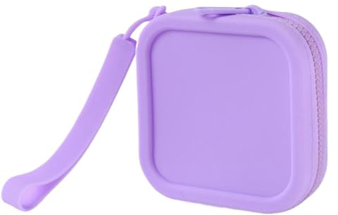 Portamonete quadrato in silicone per auricolari, gioielli, orecchini, cavo di ricarica, portamonete, Viola