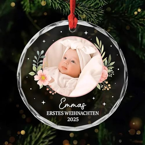 Geschenke Mall Personalisiertes Ornamente - Mein Erstes Weihnachten - Personalisierte weihnachtskugeln, Babys erste Bilder, Erstes Weihnachten Baby (Modell #6)