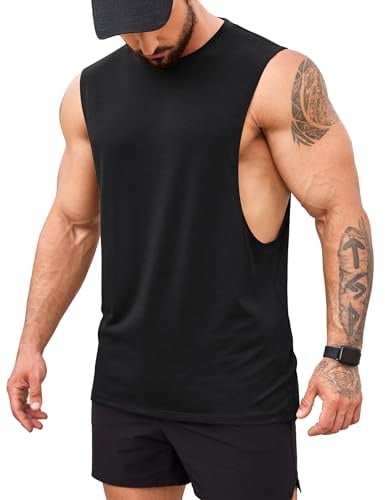 COOFANDY Tank Top Herren Gym Ärmellose Muskelshirts Bodybuilding Shirts Sleeveless Männer Schwarz 1 Stück XL