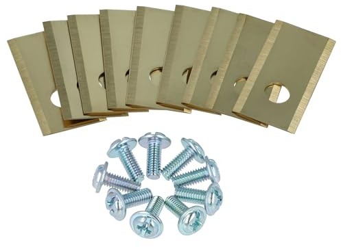 vhbw 9X Ersatz-Messer kompatibel mit Worx WR106SI, WR104SI, WR105SI, WR102SI Rasenmäher - Ersatzklinge Silber Gold, Titan-Apatit
