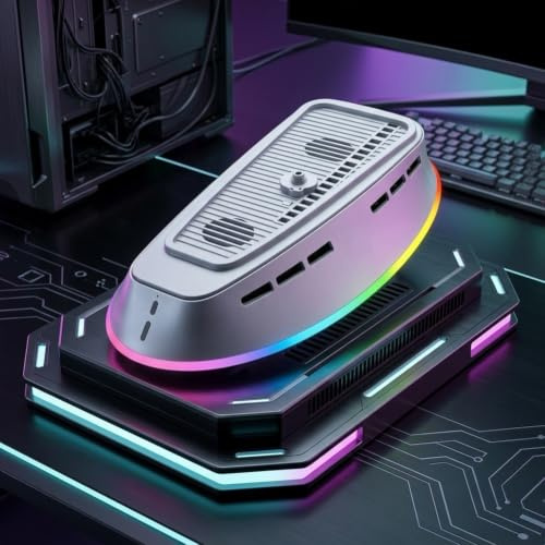Supporto di raffreddamento RGB per ps5, per ps5 Slim e per ps5 Pro con doppia ventola e luce RGB integrata, base di raffreddamento compatta per console