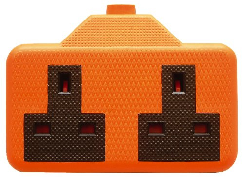 2-GANG Impact Resistant Extension Socket, Orange
