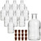 gouveo Set di 12 Bottiglie di Vetro 100 ml Farmacista Rotonda con Tappo in Sughero (SK) - Bottiglia Piccola in Vetro da 0,1 L - Bottiglia Vuota in Sughero per Liquore, Olio, Aceto (AFRT100SK)