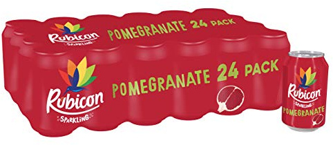 Rubicon Pomegranate Sparkling Fruit Soft Drink, 24 Pack, 330ml Cans