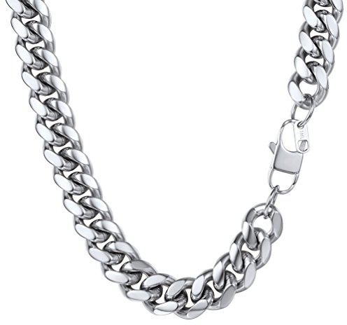 PROSTEEL Kubanische urbane Halskette für Männer und Frauen, 4,8 mm / 6 mm / 10 mm / 14 mm breit, 41 cm - 76 cm lang, inklusive Geschenkbox