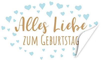 20 x ovale Etiketten Alles Liebe zum Geburtstag blaue Herzen - Format ca. 8 x 5 cm - Aufkleber, Sticker für Geschenke, als Dankeschön, zum Geburtstag