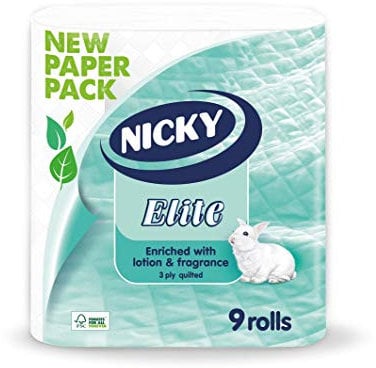 Nicky Elite White Paper Toilet Tissue, 9 Roll