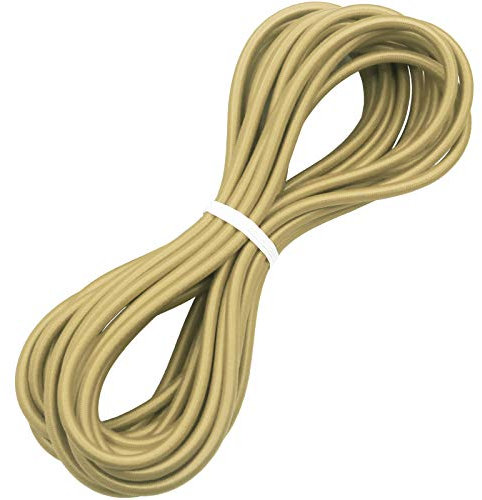 Huouo 1/4 Elastic Bungee Shock Cords, 50 Feet Marine Grade Kayak Heavy Stretch String Rope & Tie Down Trailer Straps for DIY Projects Tan
