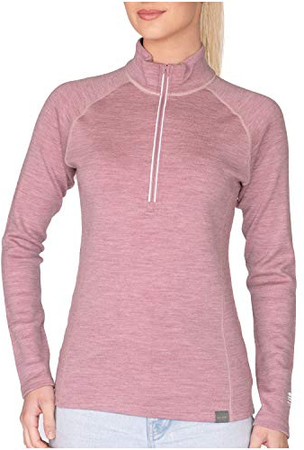 MERIWOOL Women’s Half Zip Base Layer Top 400g Heavyweight Merino Wool Sweater