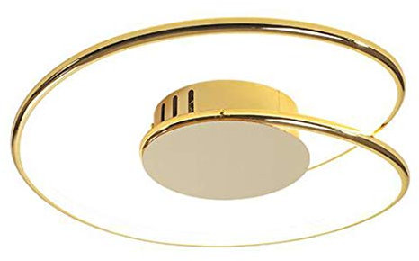 Deckenleuchte mit Fernbedienung Schlafzimmer LED Chrom Golden Oval Lampe Deckenlampe Wohnzimmer Dimmbar Rund Ring Design Deckenlichter für Kinderzimmer Esszimmer Büro Küchen Modern Beleuchtung, 53cm