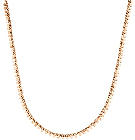 LUUK LIFESTYLE Halskette mit Coins | Plättchen Anhängern, Modeschmuck für Frauen, Sommertrend, alltagstaugliches Modeaccessoire, vielseitig kombinierbar, Boho Chic Style, mit Schmuckbox, Roségold