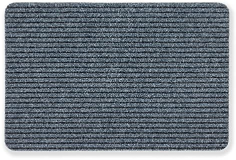 Astra Fußmatte innen grau Schmutzfangmatte rutschfest – Türmatte 50x80 cm wasserabweisend – Rib Line strapazierfähiger Fußabtreter antistatisch