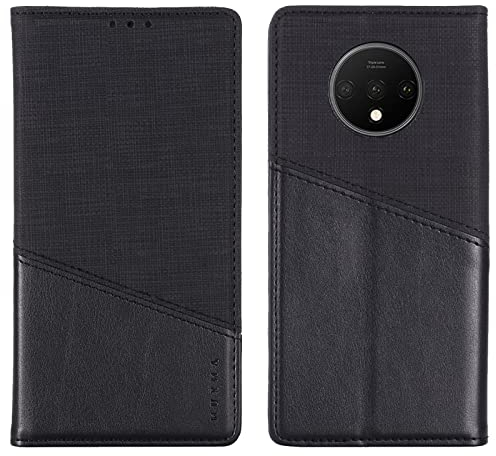 Feyten Kompatibel mit OnePlus 7T Hülle, Handyhülle für OnePlus 7T, PU Leder Klappbar Flip Case Stoßfest Klapphülle Magnet Kartenfach Tasche Schutzhülle Schutz Lederhülle für OnePlus 7T (Schwarz)