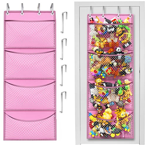 Honeyera Storage for Stuffed Animal - Over Door Organizer for Stuffies, Baby Accessories, and Toy Plush Storage with Breathable Hanging Pockets, Big Girls Chair Toddler Large Bag