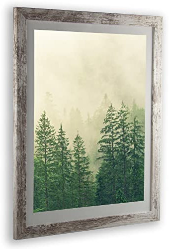 Monaldo Deluxe Bilderrahmen Posterrahmen 50 x 40 cm Weiß Vintage Shabby Chic Wechselrahmen weisser Hintergrund Antireflex Kunstglas