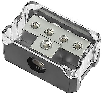 X AUTOHAUX 0/1 Gauge in 4 Gauge Out 4 Ways Distribution Block Silver Tone | for Car Audio Splitter, Stereo AMP Power Ground