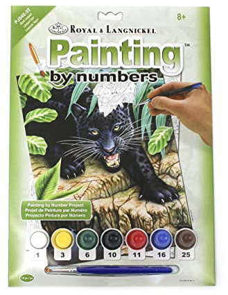 Pracht Creatives Hobby Royal & Langnickel - Malen nach Zahlen Schwarzer Panther, enthält Farben und Pinsel, für Erwachsene und Kinder ab 8 Jahren